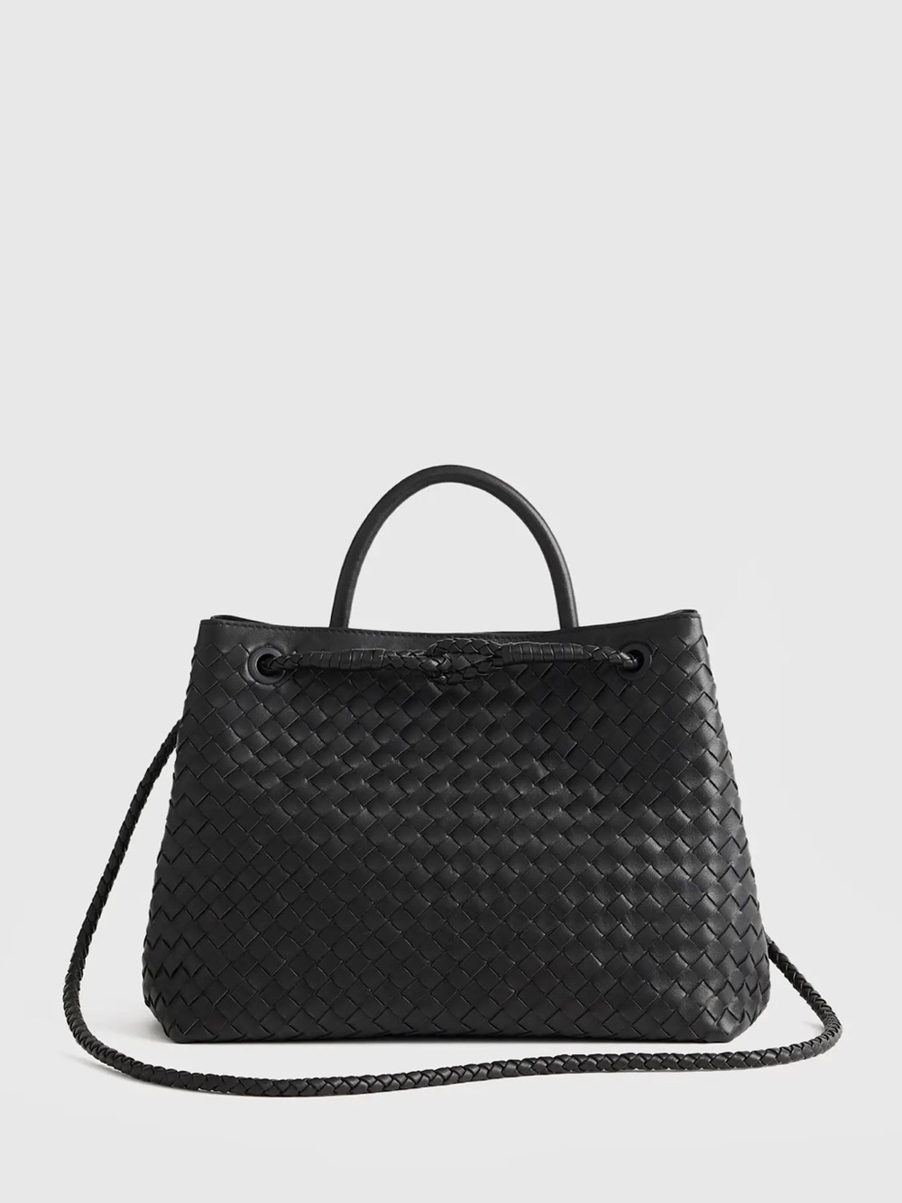 Quince | Bag | Quince Handwoven Italian Leather Satchel | Black - Picture 4 of 13